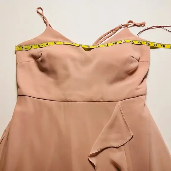 Birdy Grey Theresa Ruffle Trim Spagetti Strap Maxi Dress Size S Small Taupe - Picture 7 of 11